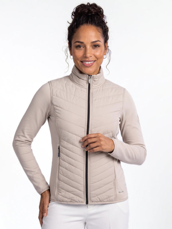 Laura Full Zip Top Dames Powerstretch Light Beige