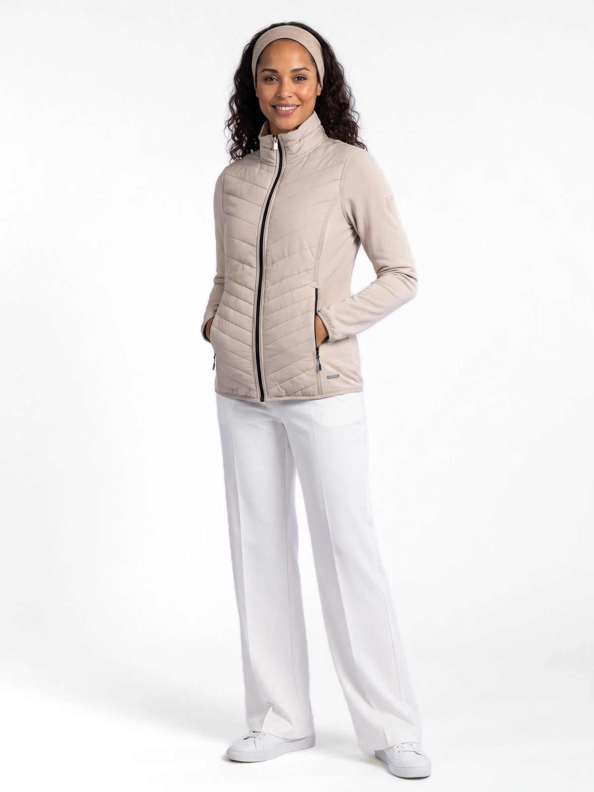 Laura Full Zip Top Dames Powerstretch Light Beige