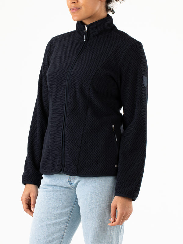Lotta Jacquard Fleece Jacket Dames Dark Blue 1