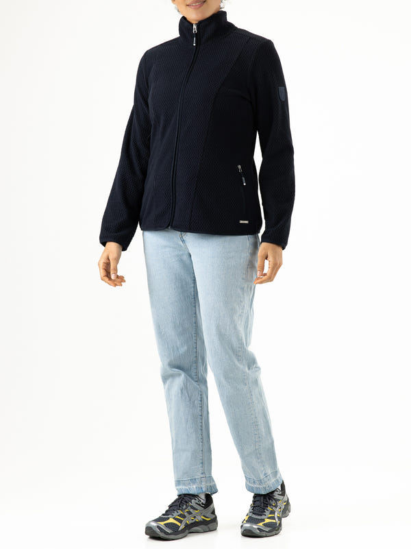 Lotta Jacquard Fleece Jacket Dames Dark Blue 3
