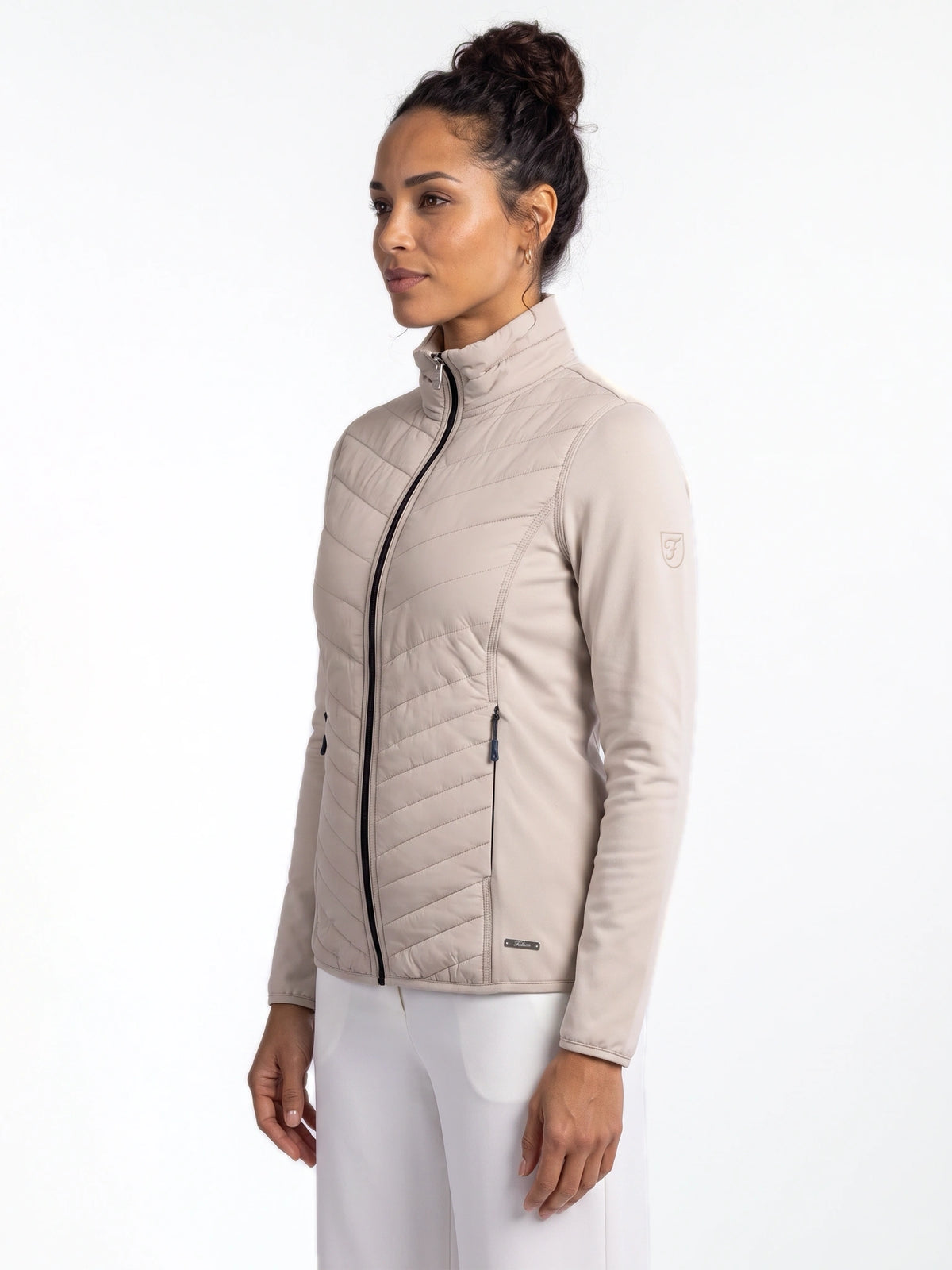 Laura Full Zip Top Dames Powerstretch Light Beige
