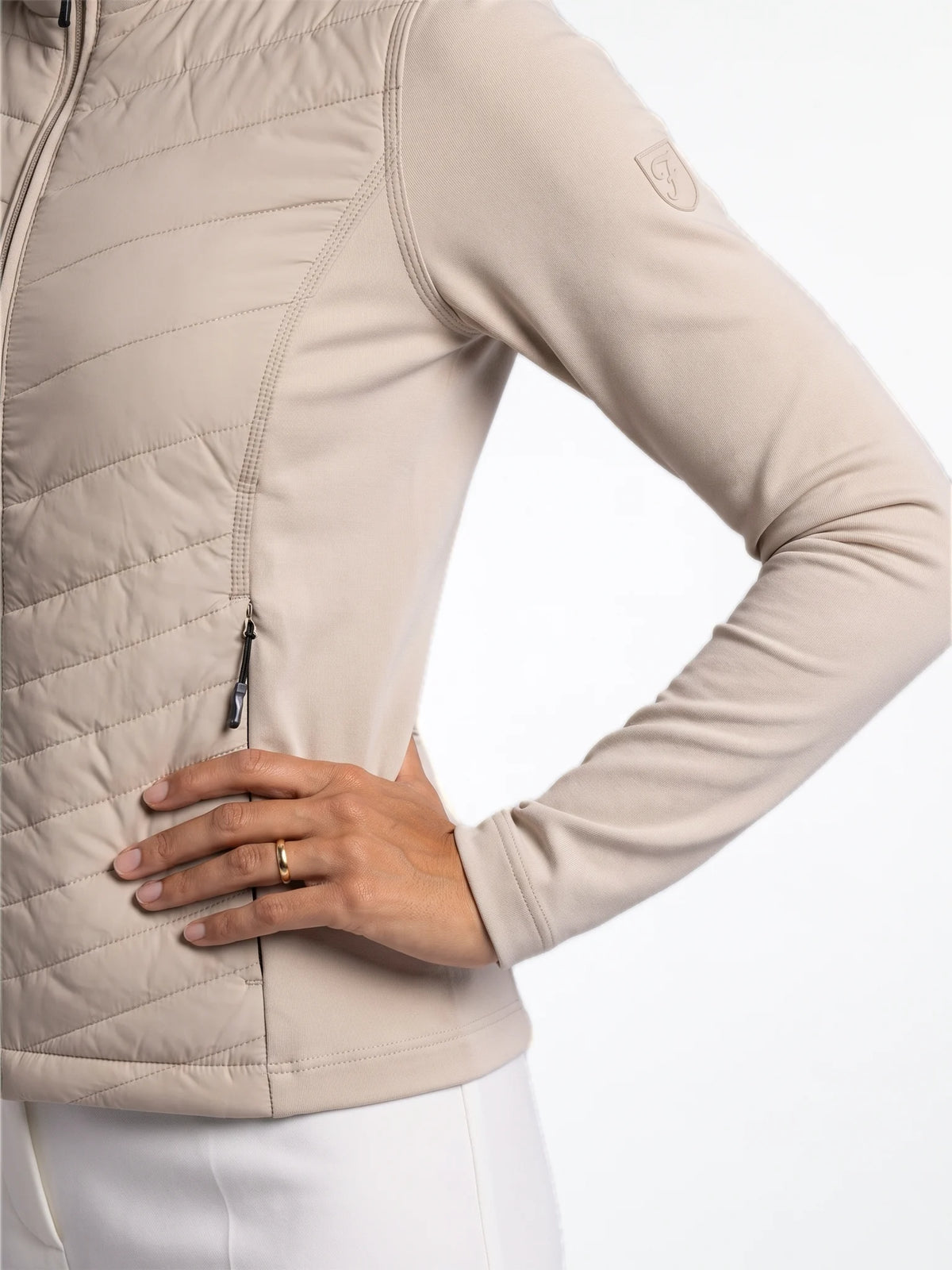 Laura Full Zip Top Dames Powerstretch Light Beige