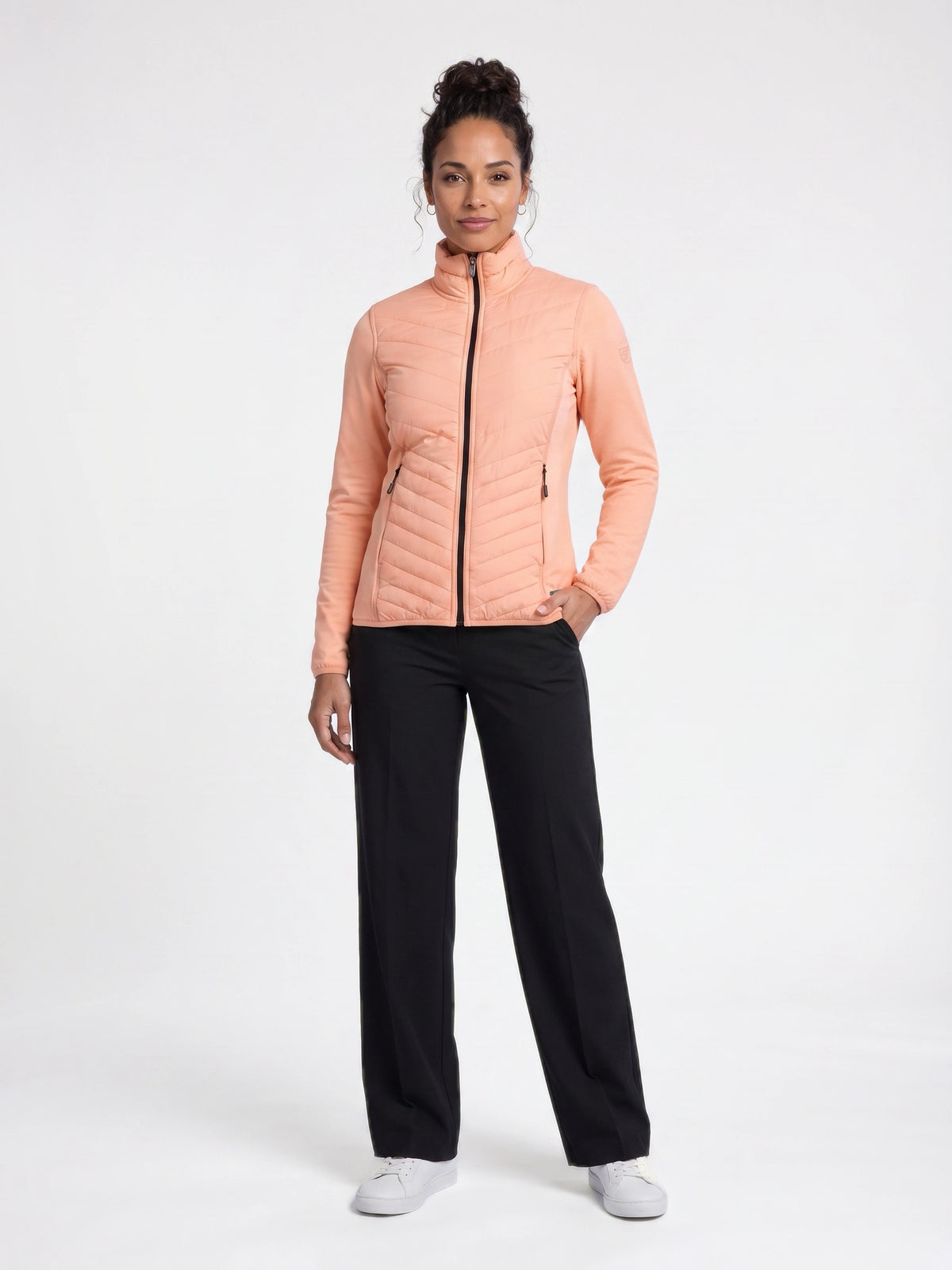 Laura Full Zip Top Dames Powerstretch Peach Nectar